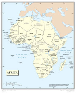 Large detailed political map of Africa.