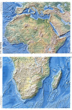 Large detailed relief map of Africa.