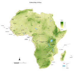 Large physical map of Africa.
