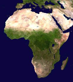 Large satellite map of Africa.