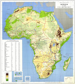 Large scale detailed physical and political map of Africa.