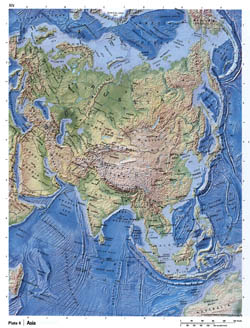 Large detailed relief map of Asia.