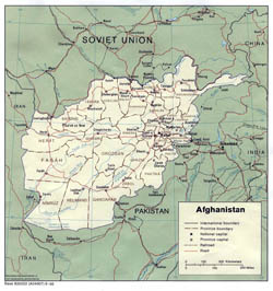 Detailed political and administrative map of Afghanistan - 1986.