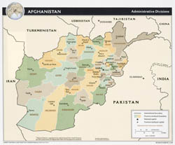 Large administrative divisions map of Afghanistan - 2008.