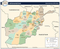 Large detailed administrative divisions map of Afghanistan - 2009.