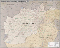 Large detailed administrative divisions map of Afghanistan and Pakistan with relief and major cities.