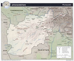Large detailed physiography map of Afghanistan - 2008.