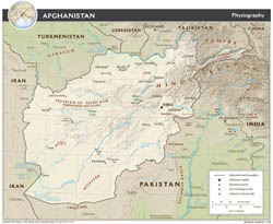 Large detailed physiography map of Afghanistan - 2009.
