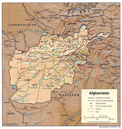 Large detailed political and administrative map of Afghanistan with relief - 2003.