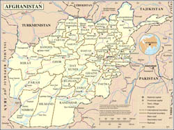 Large detailed political and administrative map of Afghanistan with roads, cities and airports.