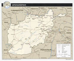 Large detailed political map of Afghanistan with roads, airports and major cities - 2008.