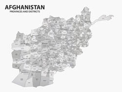 Large detailed provinces and districts map of Afghanistan.