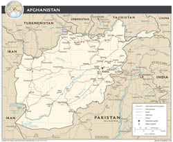 Large scale political map of Afghanista -with roads, airports and major cities - 2008.