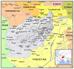 Political map of Afghanistan.