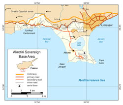 Detailed political map of Akrotiri.