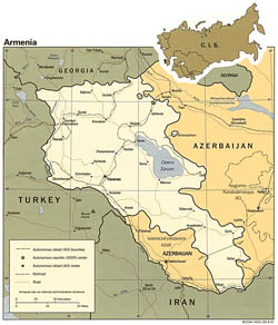Detailed political map of Armenia - 1992.
