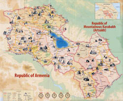 Large detailed tourist map of Armenia.