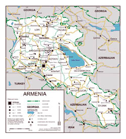 Large road map of Armenia.