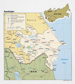 Large detailed political map of Azerbaijan - 1991.