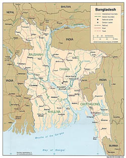 Detailed political map of Bangladesh - 1996.