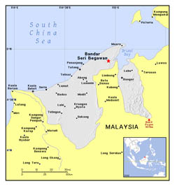 Detailed political map of Brunei.