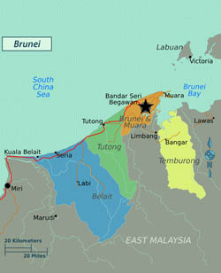 Large regions map of Brunei.