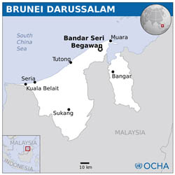 Large scale political map of Brunei.