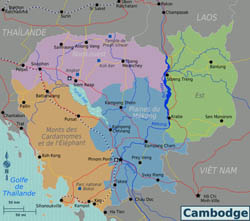 Large regions map of Cambodia.