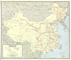 Large scale detailed railroads map of China - 1967.