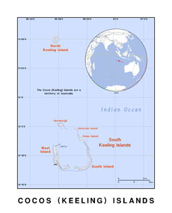 Detailed political map of Cocos Keeling Islands.