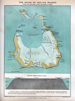Large old map of Cocos Keeling Islands - 1889.