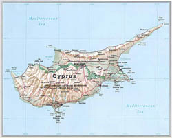 General map of Cyprus.