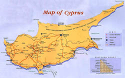 Guide map of Cyprus.