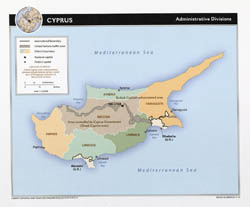 Large detailed administrative divisions map of Cyprus with major cities - 2010.