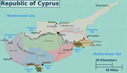 Large detailed regions map of Cyprus.