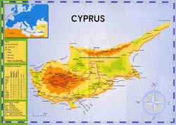 Large map of Cyprus.