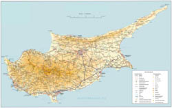 Large road map of Cyprus.