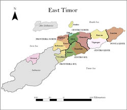 Administrative map of East Timor.