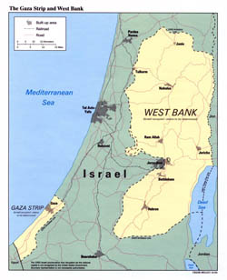 Detailed political map of the Gaza Strip and West Bank - 1993.