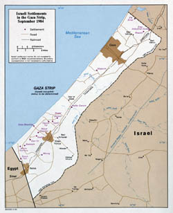 Large detailed map of Israeli Settlements in the Gaza Strip - 1985.