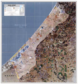 Large detailed satellite map of Gaza Strip - 2005.