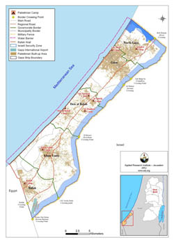 Large map of Gaza Strip with other marks.