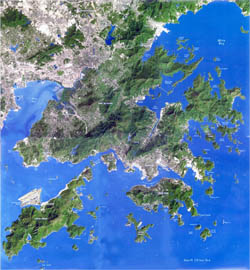 Detailed satellite map of Hong Kong.
