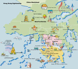 Detailed tourist map of Hong Kong.