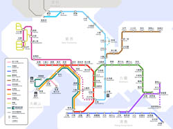 Large MTR map of Hong Kong.