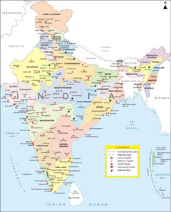 Large detailed administrative map of India with major cities.