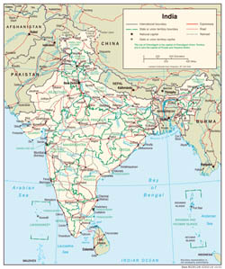Large detailed political and administrative map of India with - 2001.
