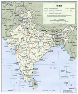 Large political and administrative map of India - 2001.