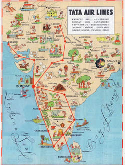 Large tourist illustrated map of India.