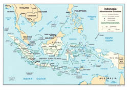 Large administrative divisions map of Indonesia with major cities - 2002.
